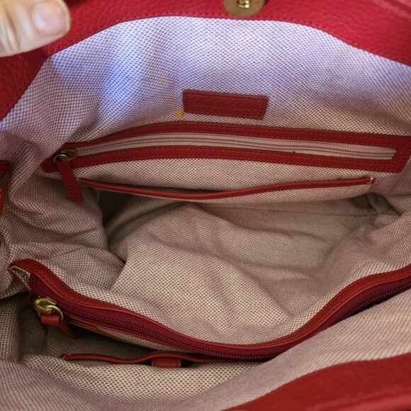 Dooney & Bourke June Bag Red Leather Tote Large R376C Pockets - Picture 8 of 16